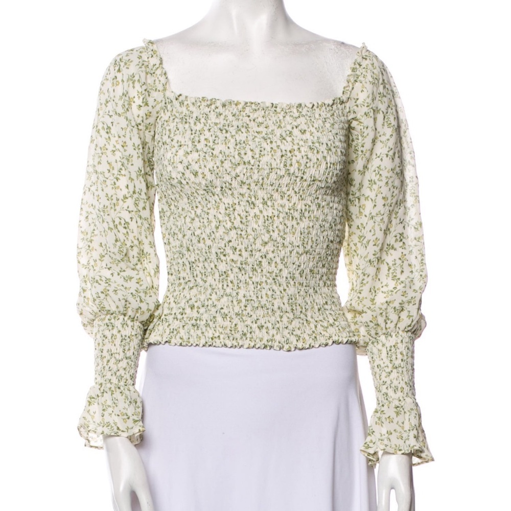 Floral Smocked Green Top